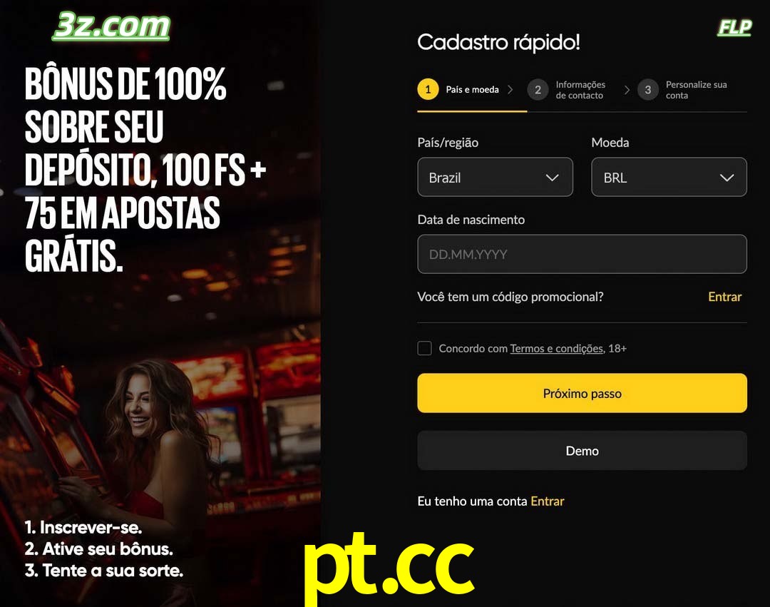 pt.cc registro oficial cassino online Brasil com bônus de depósito e free spins